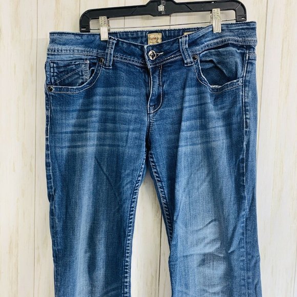 Womens Studio 5 Premium Boot Cut Denim Blue Jeans - Picture 2 of 6